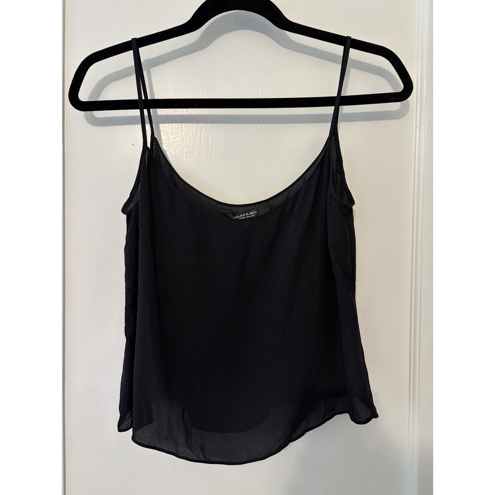 Emanuel Ungaro 100% Silk Black Spaghetti Strap Camisole Top US 10 IT 44 Medium